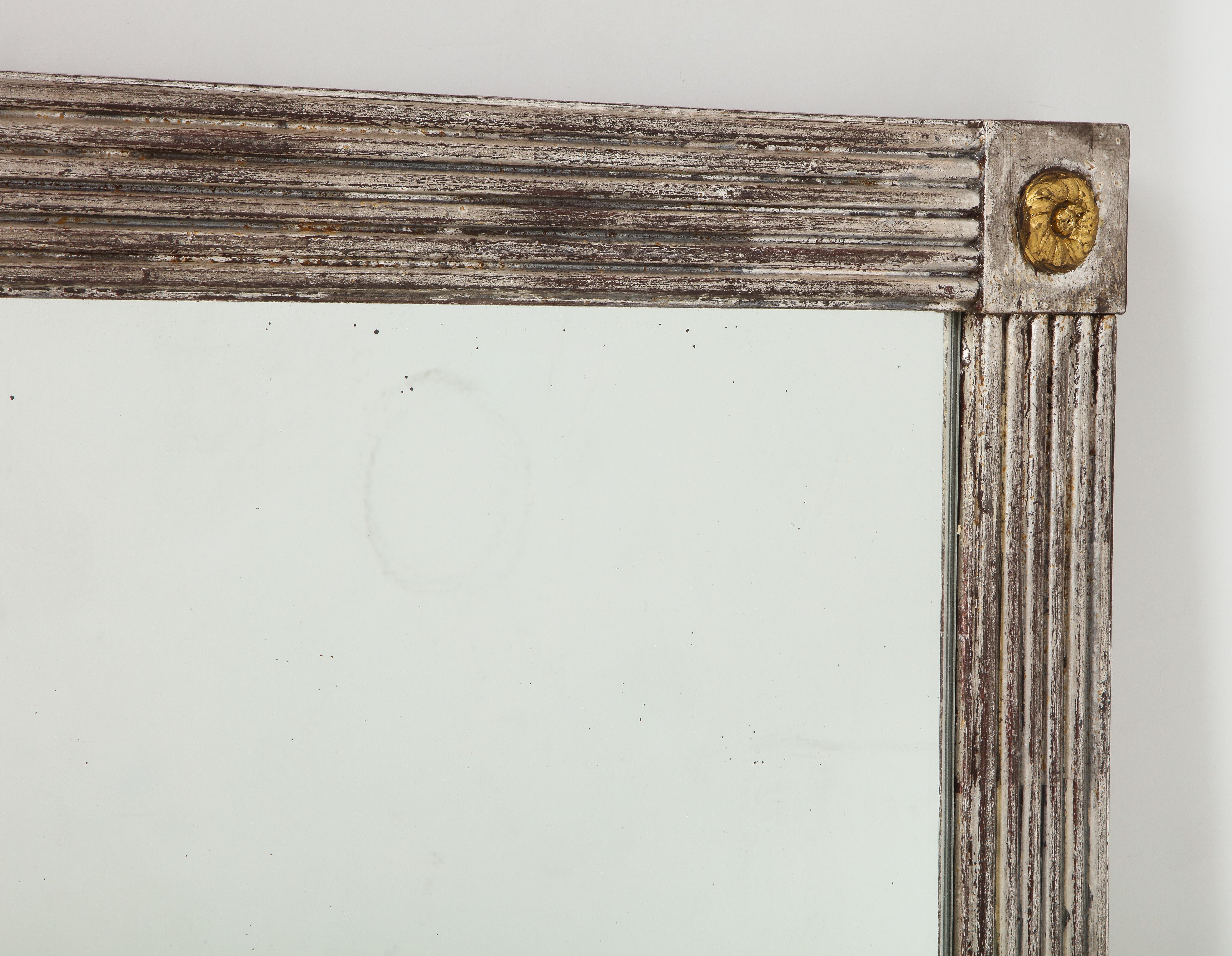 Silvered Wood Mirror with Gold Rosettes 2