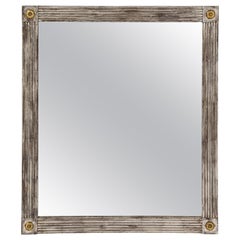 Silvered Wood Mirror with Gold Rosettes