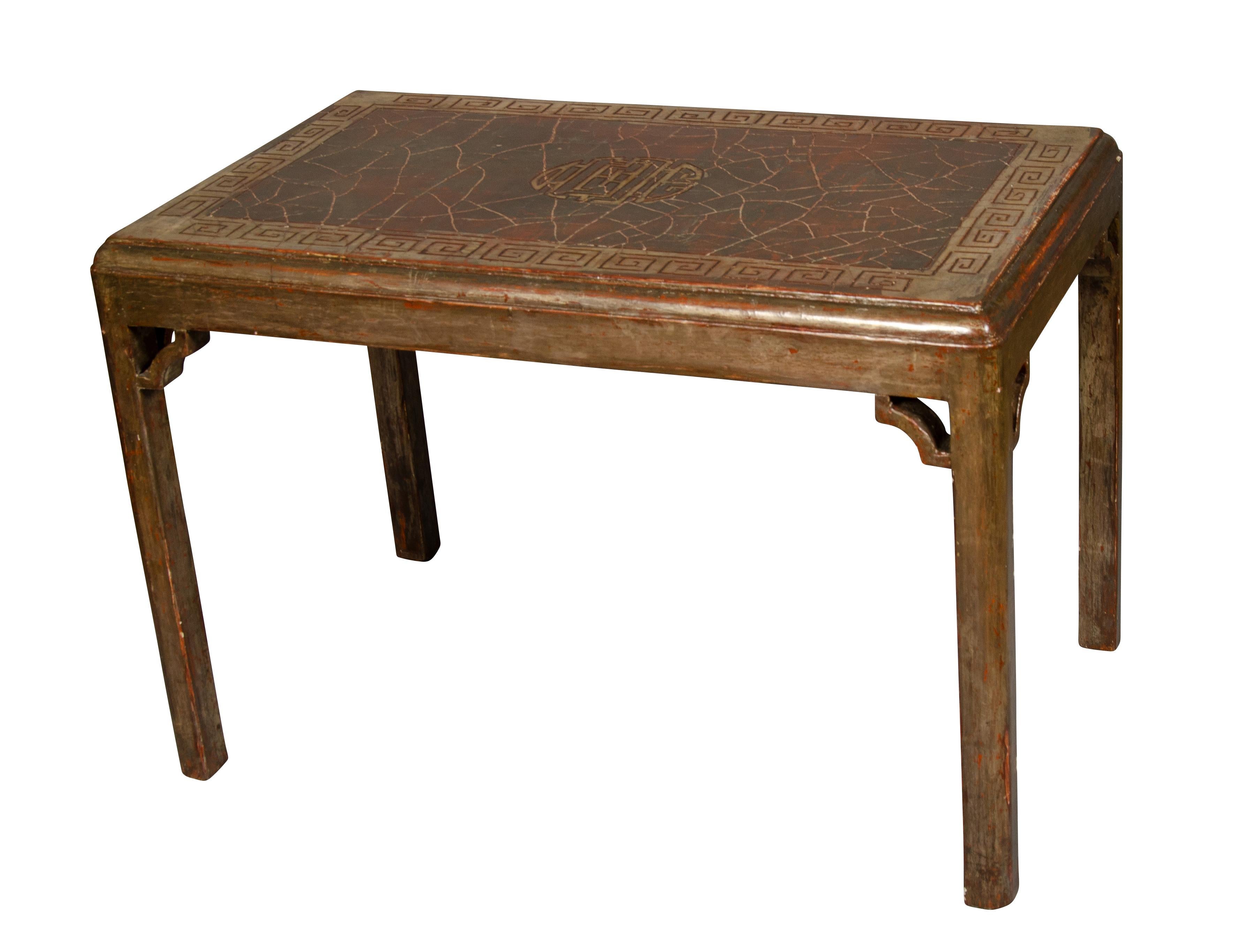Versilberter Holztisch, Max Kuehne zugeschrieben (Mitte des 20. Jahrhunderts) im Angebot