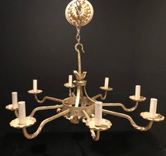 Silvered Wrought Iron Country French Chandelier