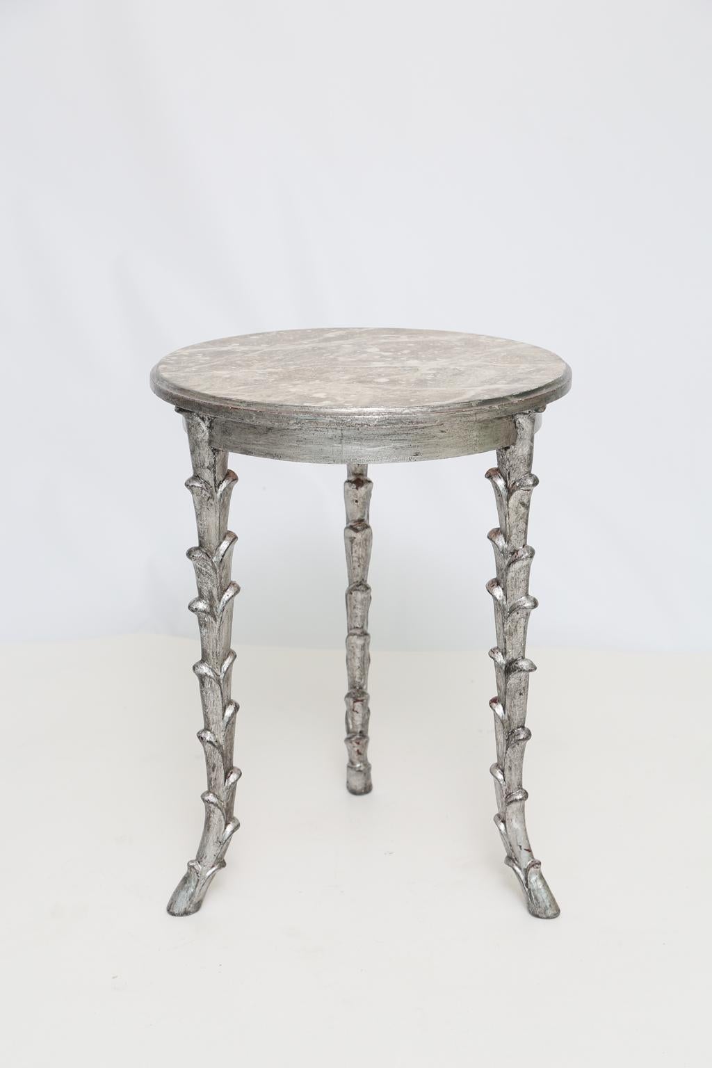 Gilt Silvergilt Accent Table with Foliate Legs For Sale