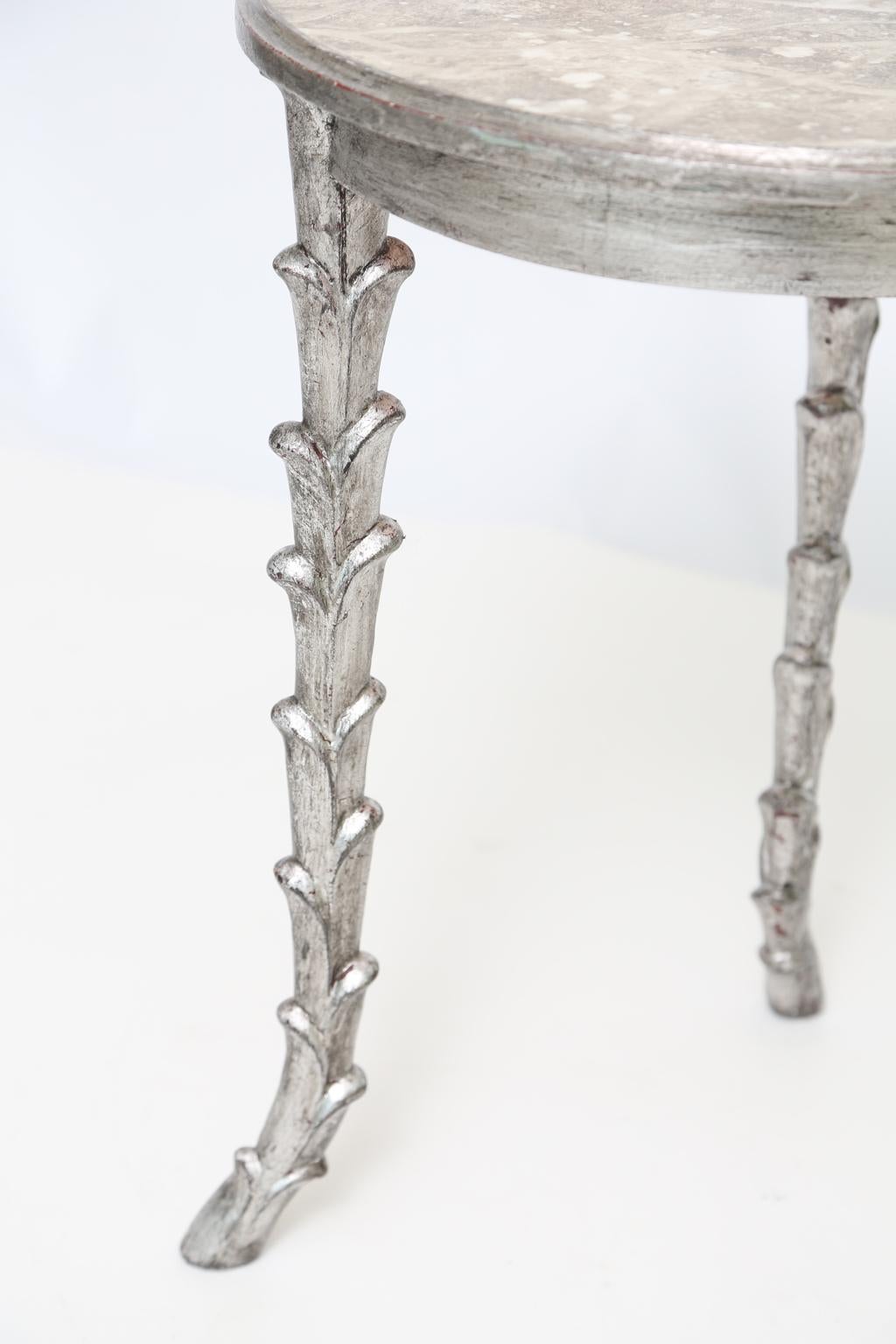 Wood Silvergilt Accent Table with Foliate Legs For Sale