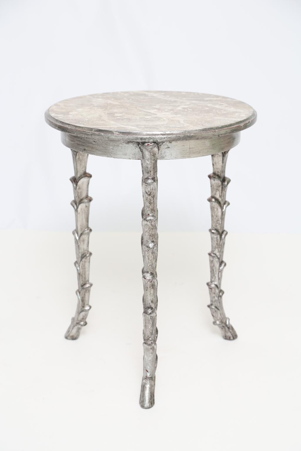 Silvergilt Accent Table with Foliate Legs For Sale 1