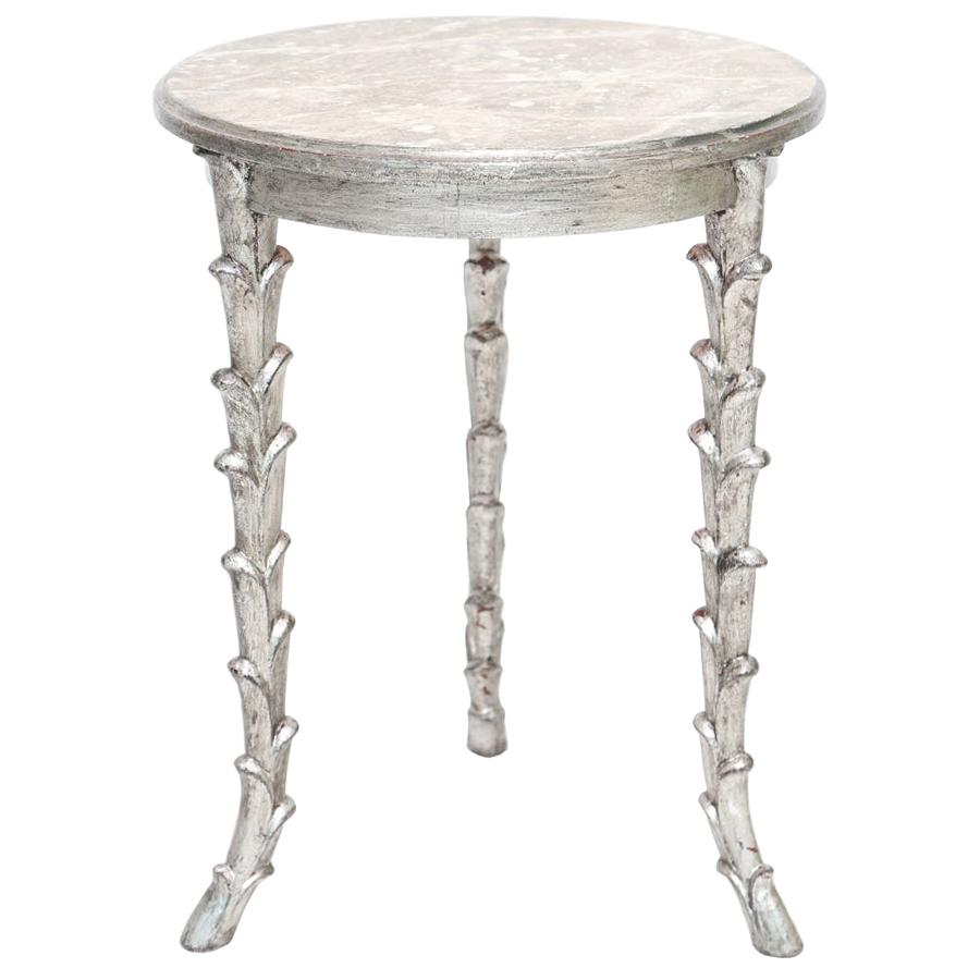 Silvergilt Accent Table with Foliate Legs For Sale