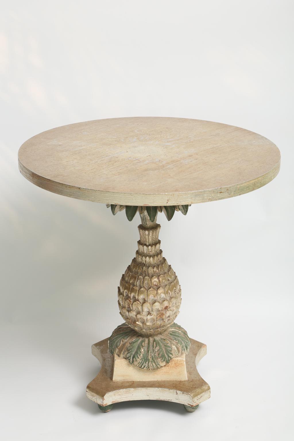 Hollywood Regency Silvergilt and Painted Italian Pineapple-Form Occasional Table