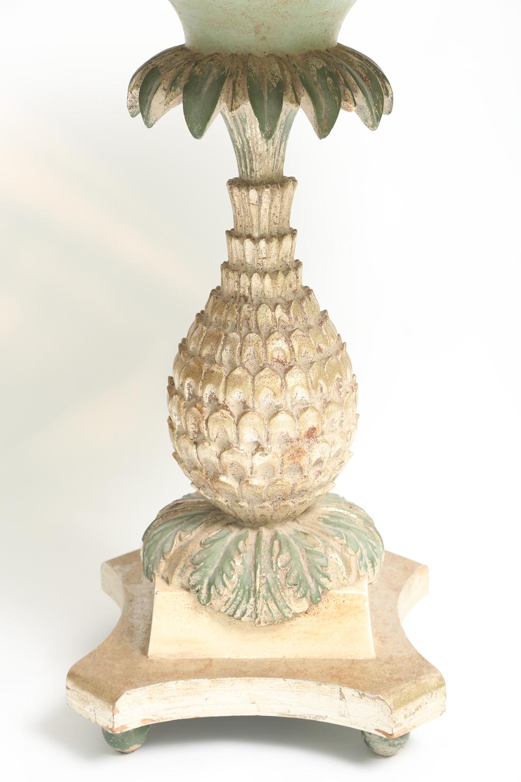 Hand-Carved Silvergilt and Painted Italian Pineapple-Form Occasional Table