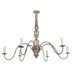 Silvergilt Hand-Carved Wood and Iron Chandelier