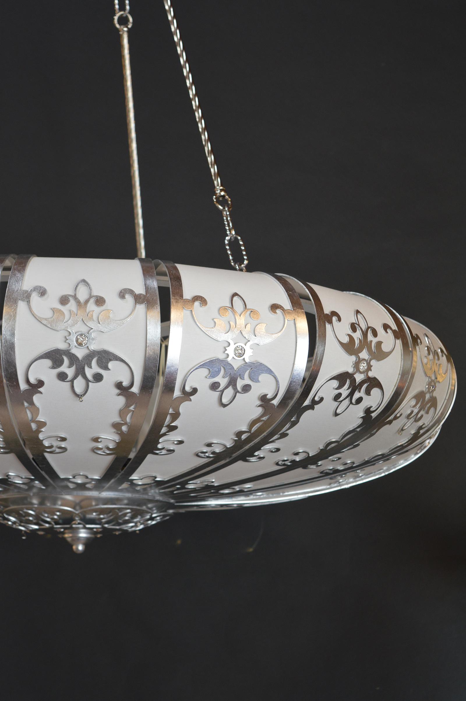 Silverleafed UFO Style Chandelier In Excellent Condition In Los Angeles, CA