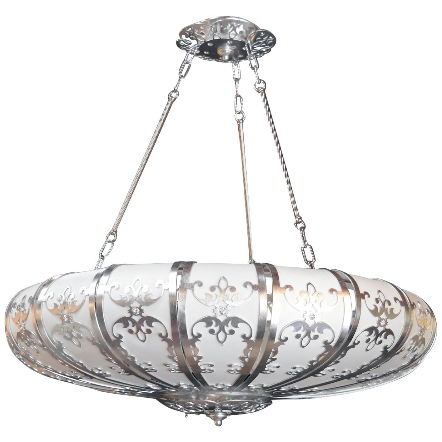 Silverleafed UFO Style Chandelier