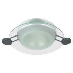 Silvermetal & Sandblasted Glass '85 Cyclos Ceiling Lampby De Lucchi for Artemide