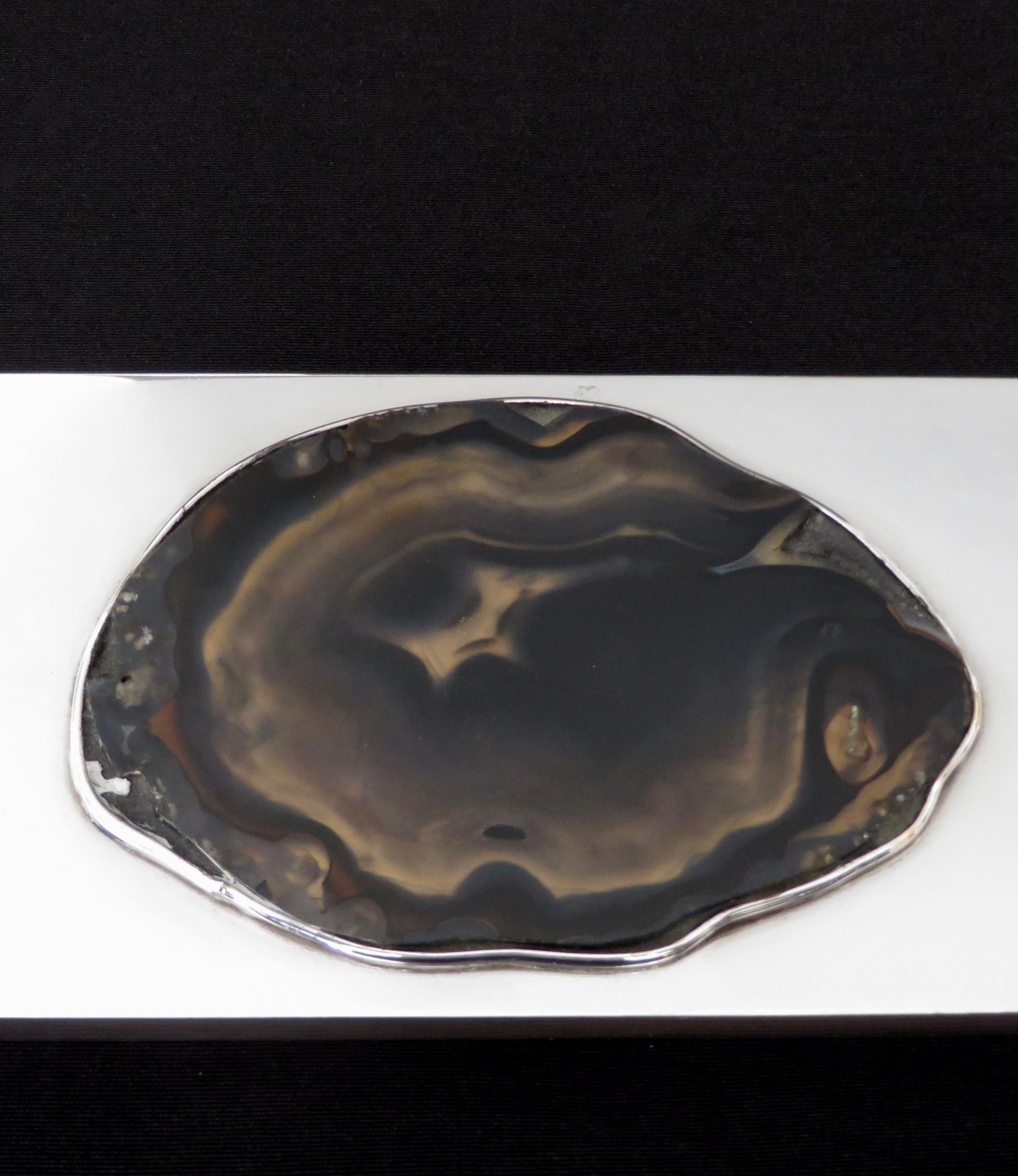 Silverplate and Agate Box Attributed to French Designer Maria Pergay 1