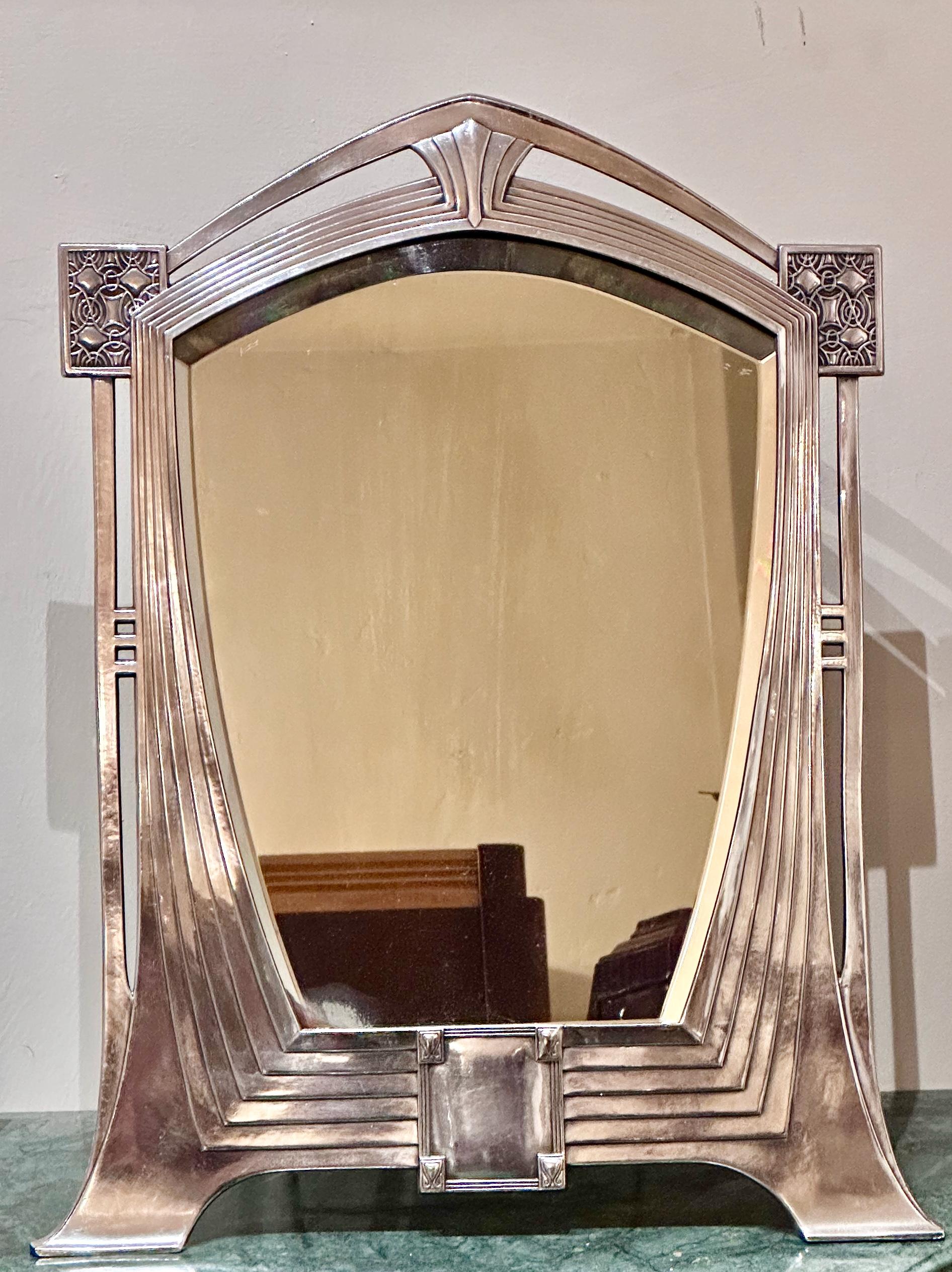 Art nouveau Miroir de table Art Déco/Art Nouveau WMF en métal argenté en vente