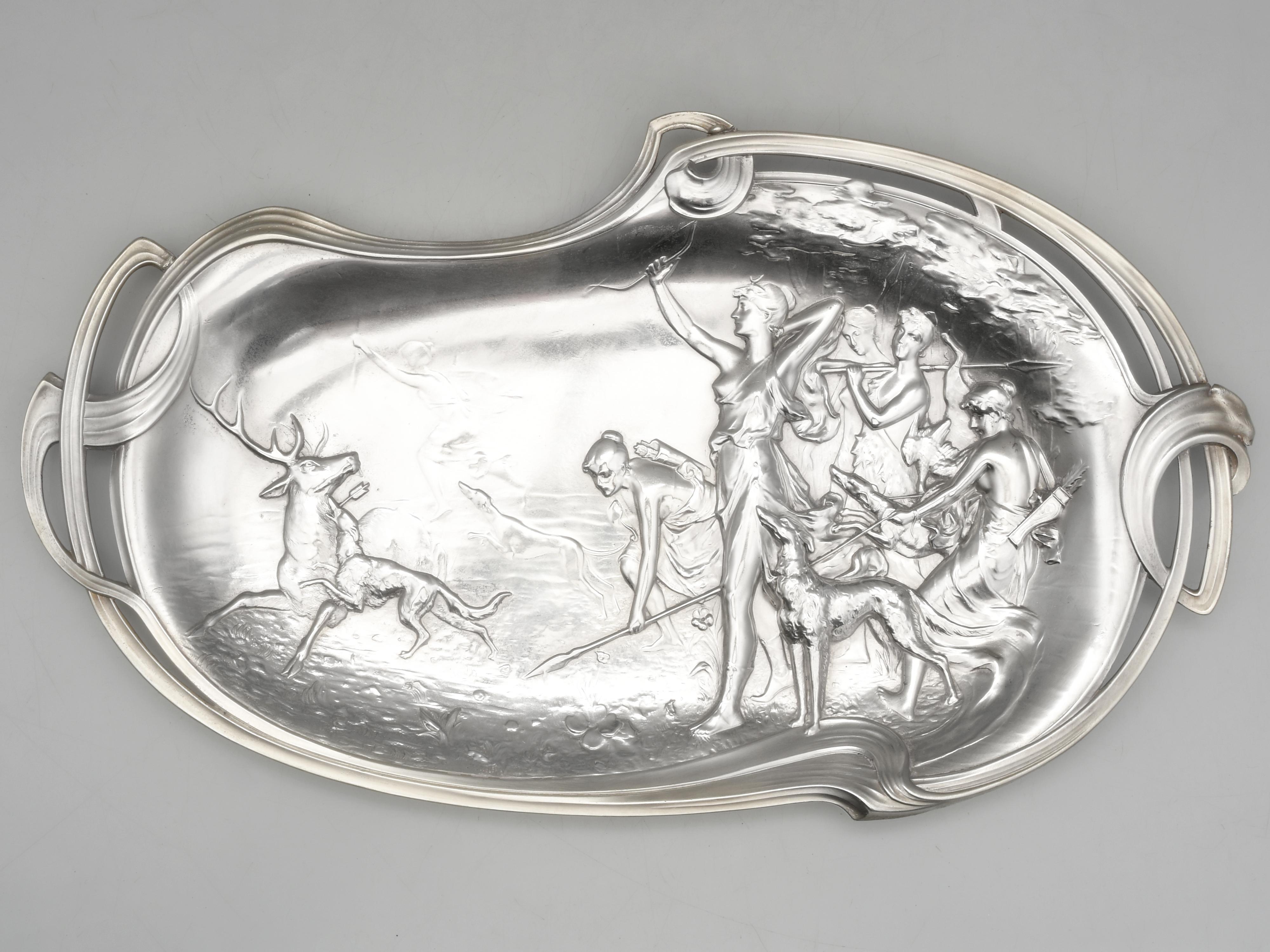 Silverplate Art Nouveau Wall Plate by WMF In Good Condition For Sale In MC Leansville, NC