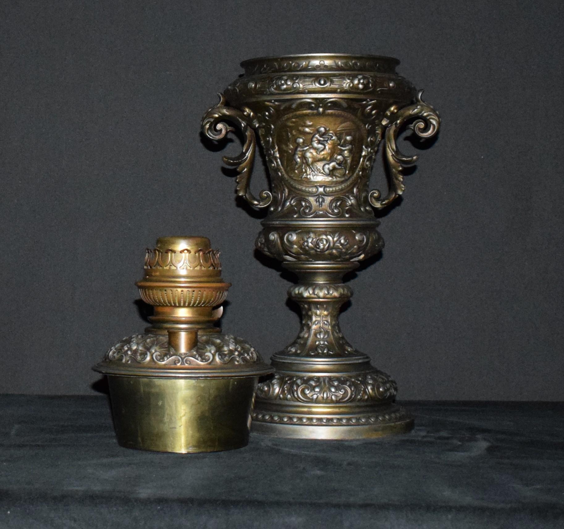 Silverplate Bronze Lamp In Good Condition For Sale In Atlanta, GA