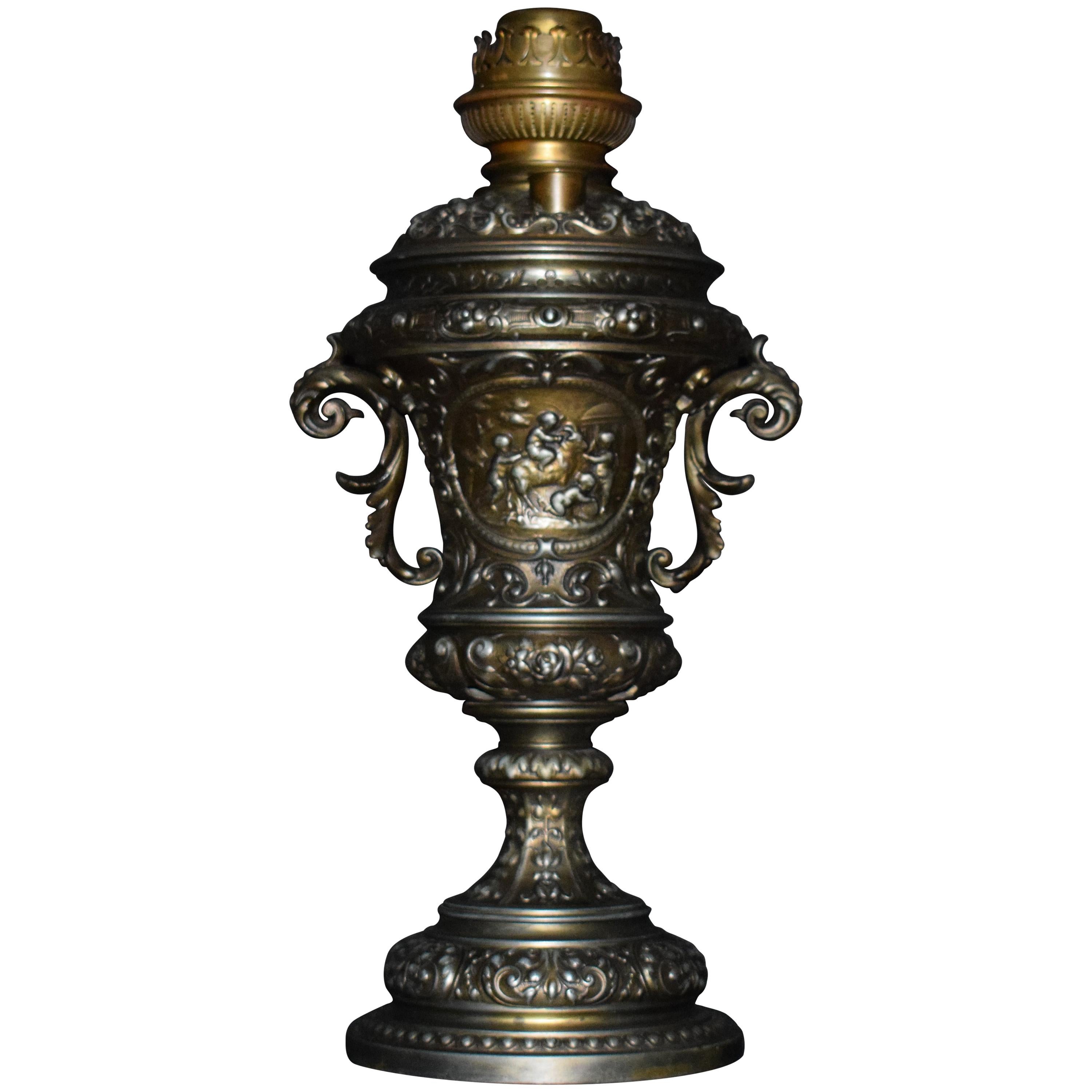 Silverplate Bronze Lamp For Sale