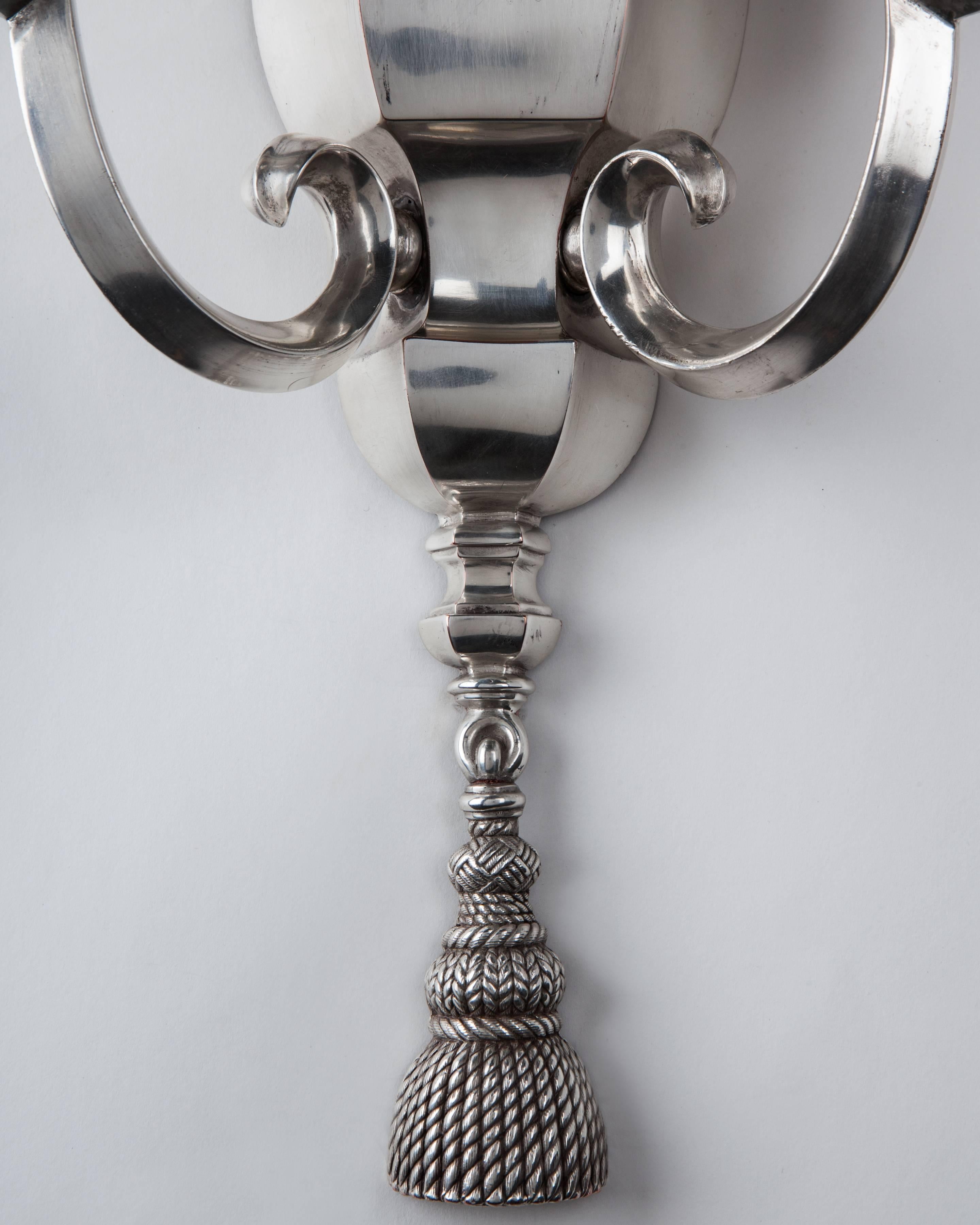 Early 20th Century Silver Plate Caldwell Sconces, circa 1900