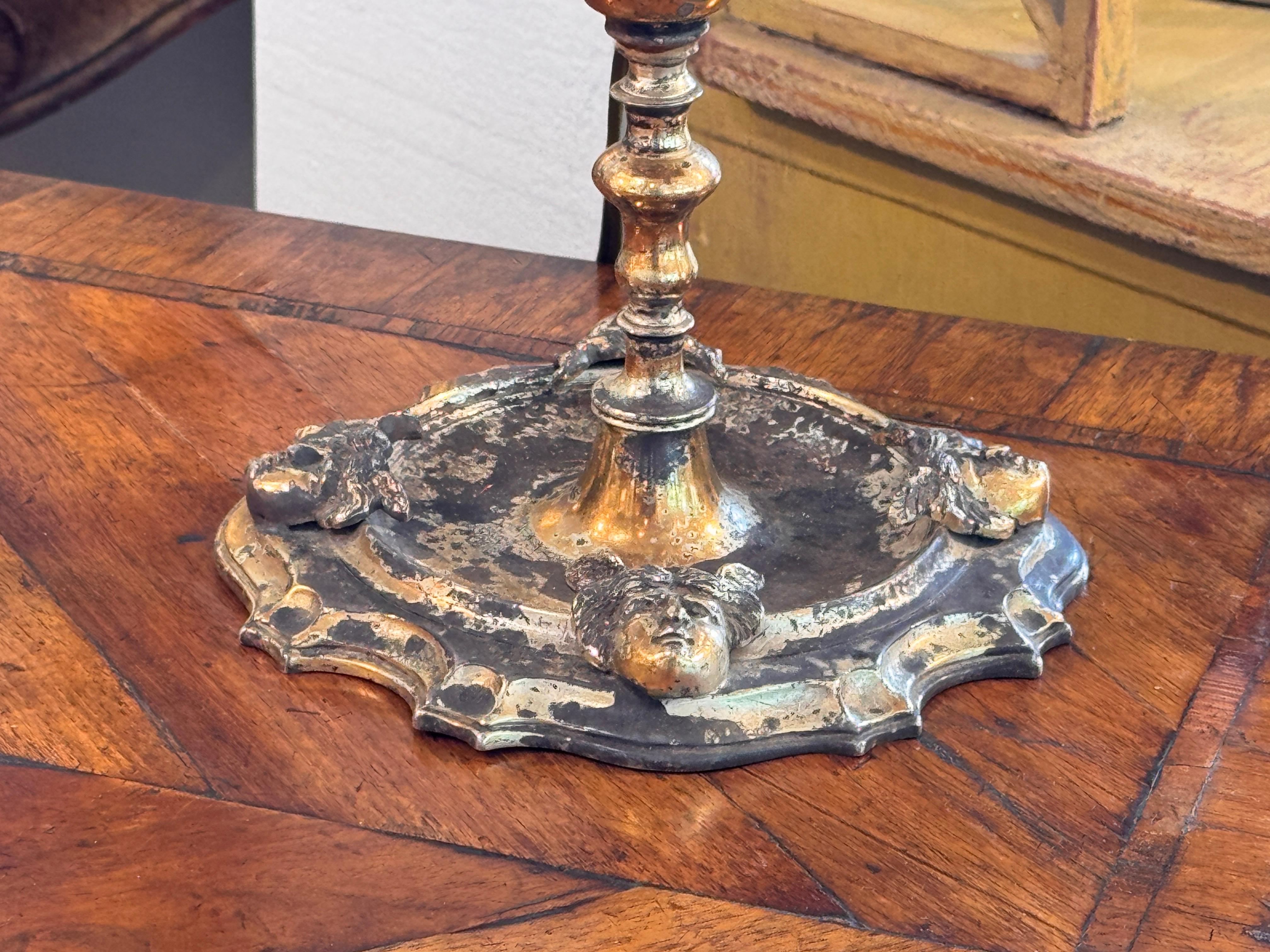 Silver Plate Silverplate Candelabra Lamp With Pleated Shade For Sale