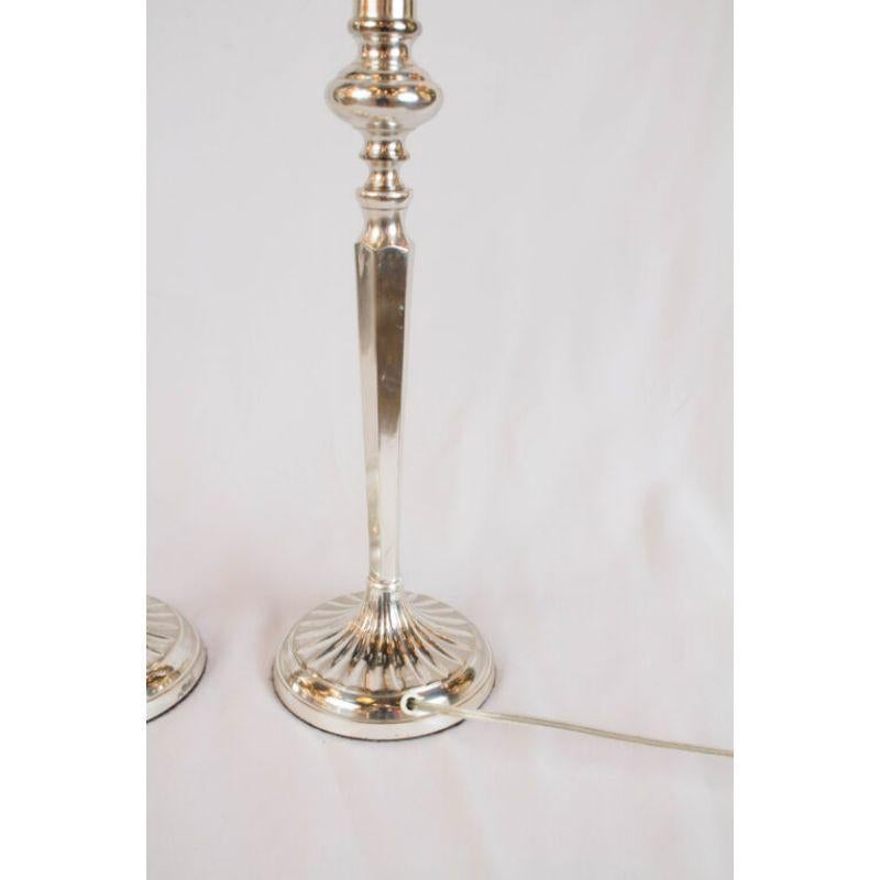 Unknown Silverplate Candlestick Lamps For Sale