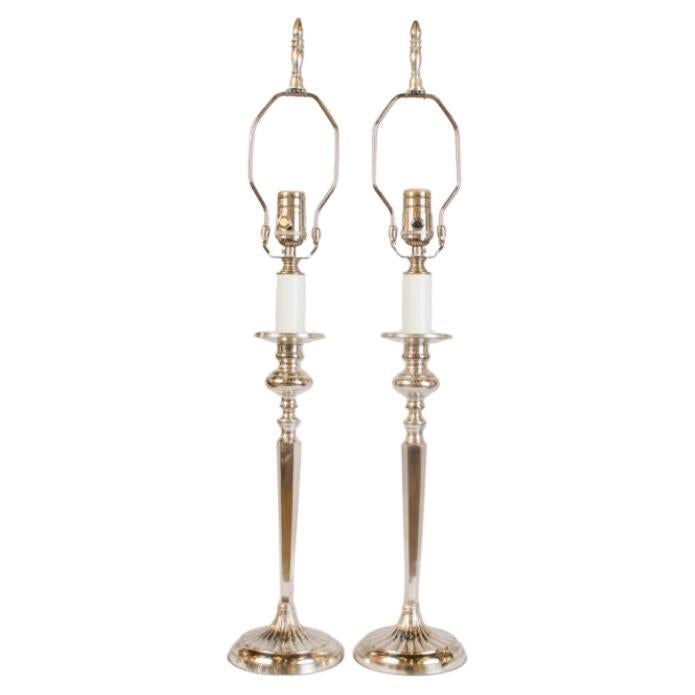 Silverplate Candlestick Lamps For Sale