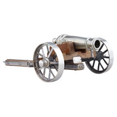 Vintage Silverplate Cannon With Wheels