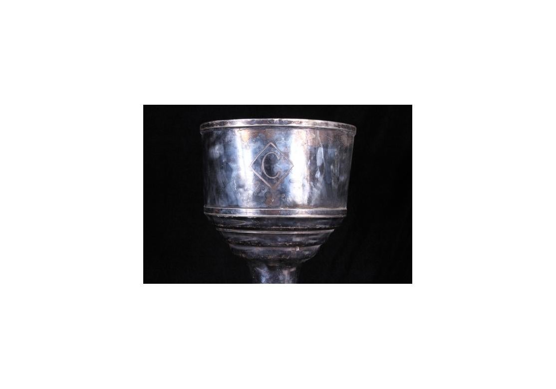 Silverplate Champagne Stand with Carlyle Hotel Logo In Distressed Condition For Sale In Bridgeport, CT