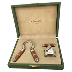 Silverplate Christofle Talisman Brown Sienna Champagne Bottle Opener and Stopper