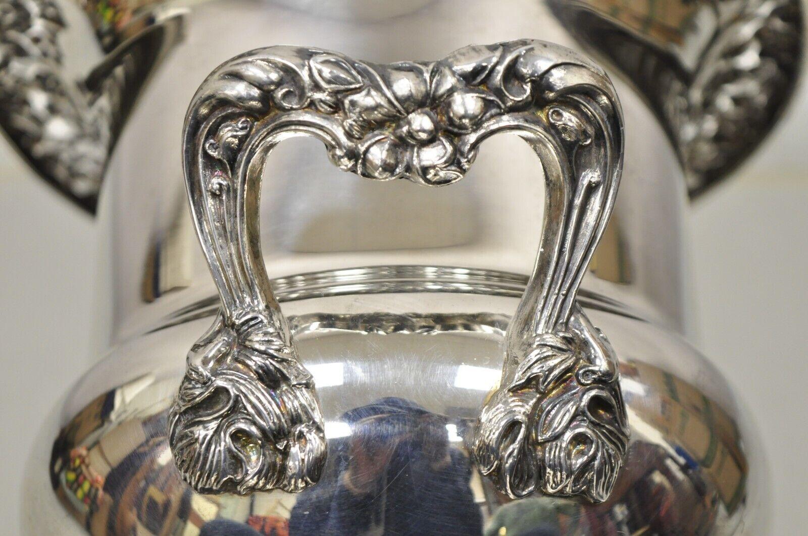 Cubitera de Plata Inglesa Victoriana Floral Repoussé para Champán Vino 4