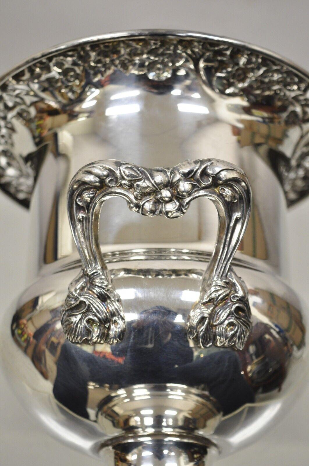 Cubitera de Plata Inglesa Victoriana Floral Repoussé para Champán Vino Victoriano