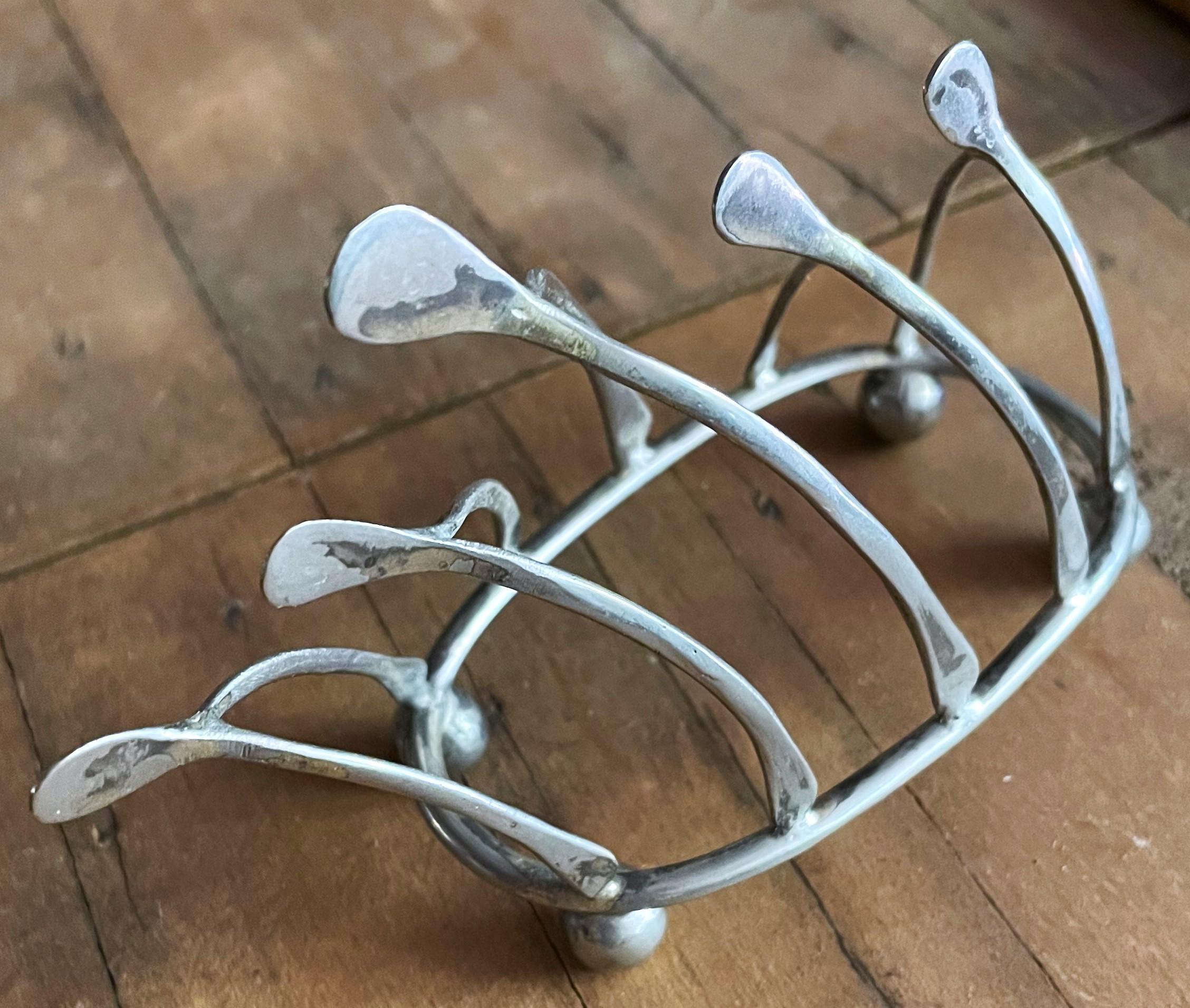 Mid-Century Modern Silverplate Figural Wishbone Footed Toast Letter Server/Holder/Rack
