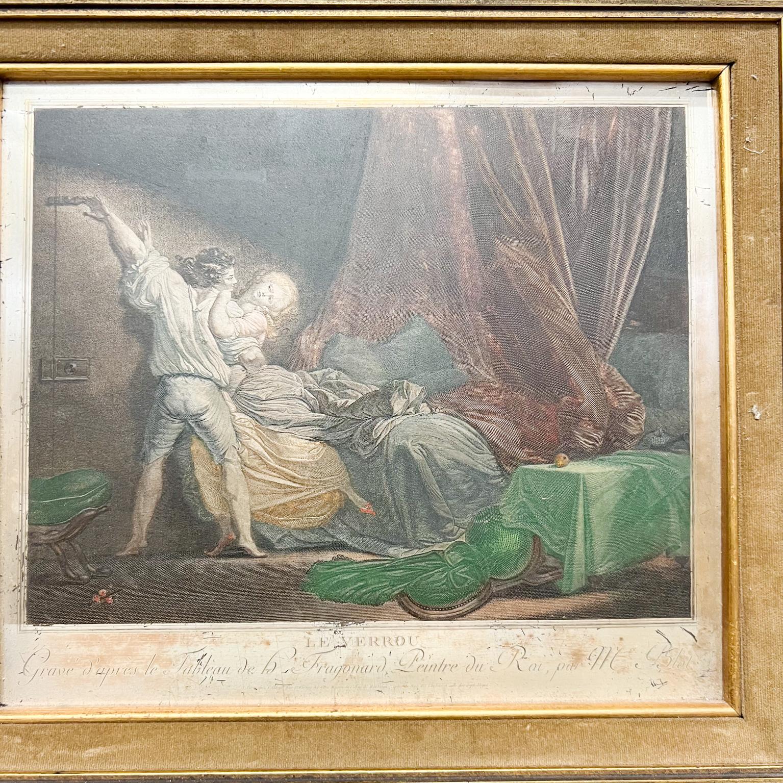 Plaqué argent Art français : Le Verrou gravure d'après Jean-Honore Fragonard France en vente
