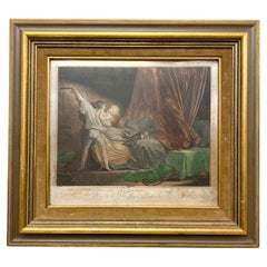 Art français : Le Verrou gravure d'après Jean-Honore Fragonard France