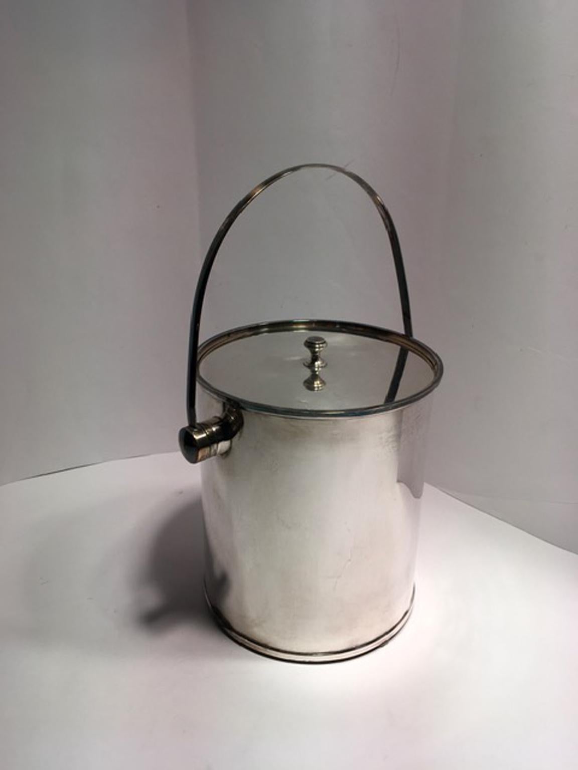 French Silverplate Ice Bucket with Handle For Sale