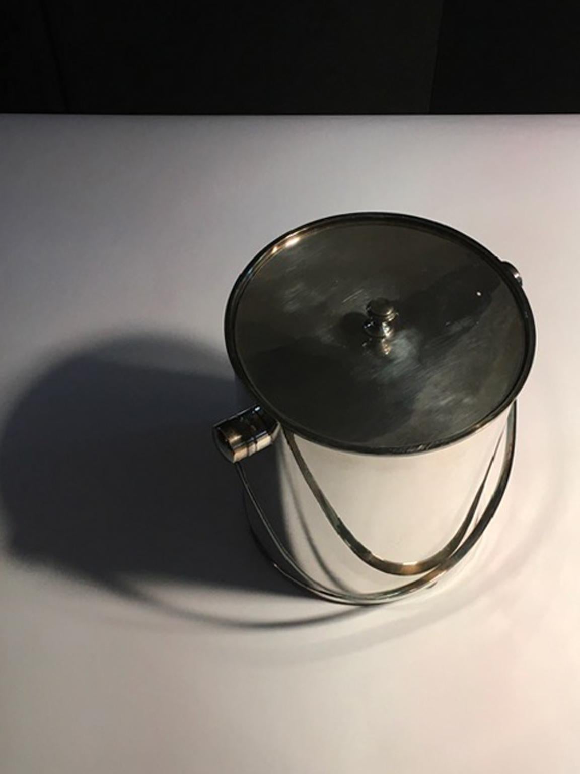 Contemporary Silverplate Ice Bucket with Handle For Sale