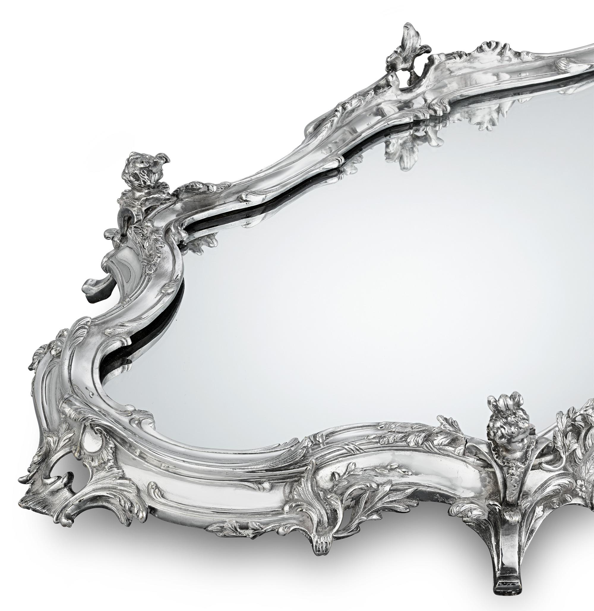 Art Nouveau Silverplate Mirrored Centerpiece by Ercuis For Sale
