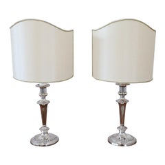 Silverplate Pair of Table Lamps by Barker Ellis, 1980s
