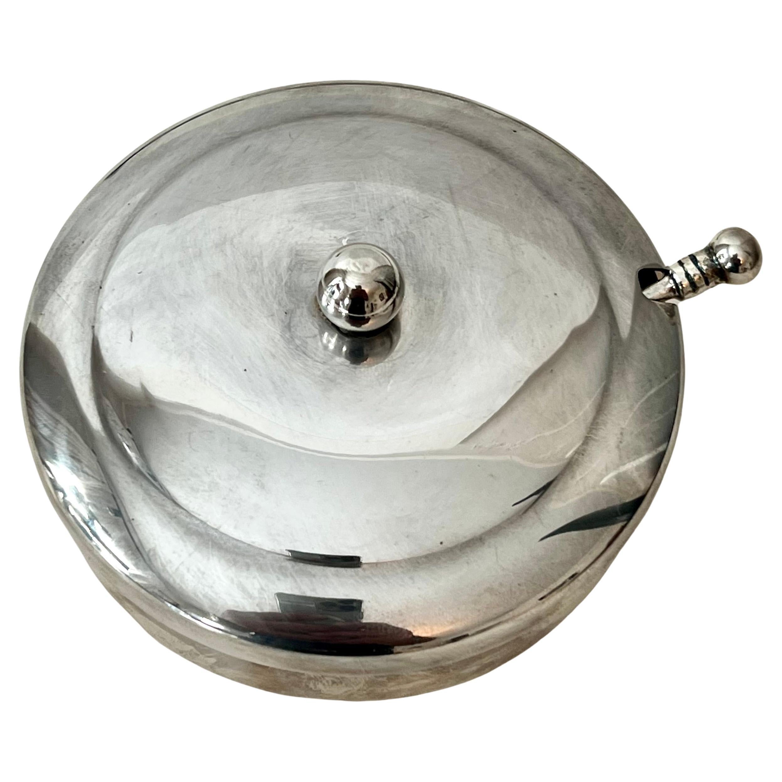 Silverplate Sugar or Condiment Bowl with Spoon For Sale