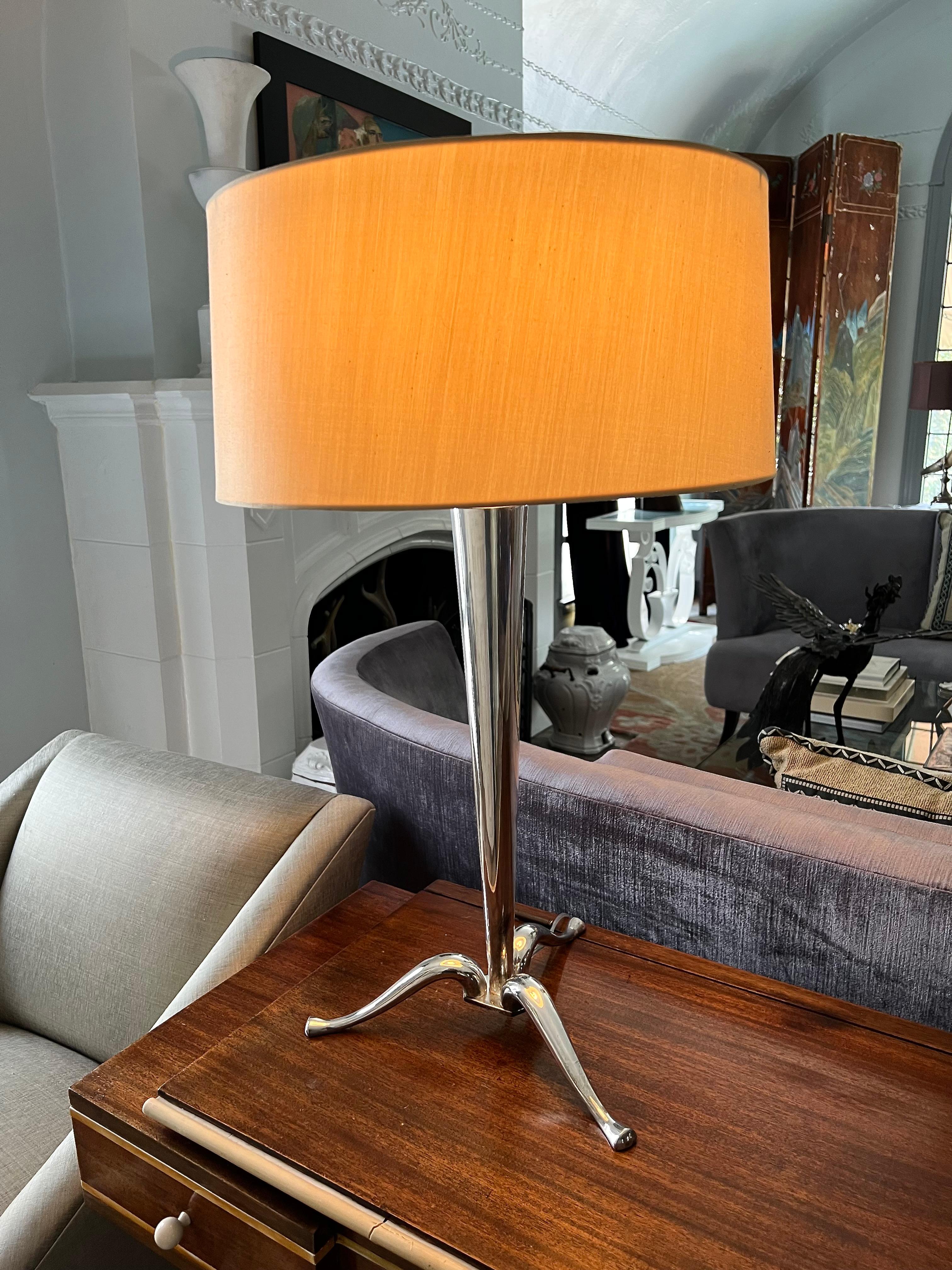 Mid-Century Modern Silverplate Table Lamp For Sale
