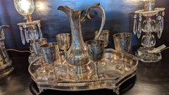 Silverplate Wine Carafe Stems and Tray