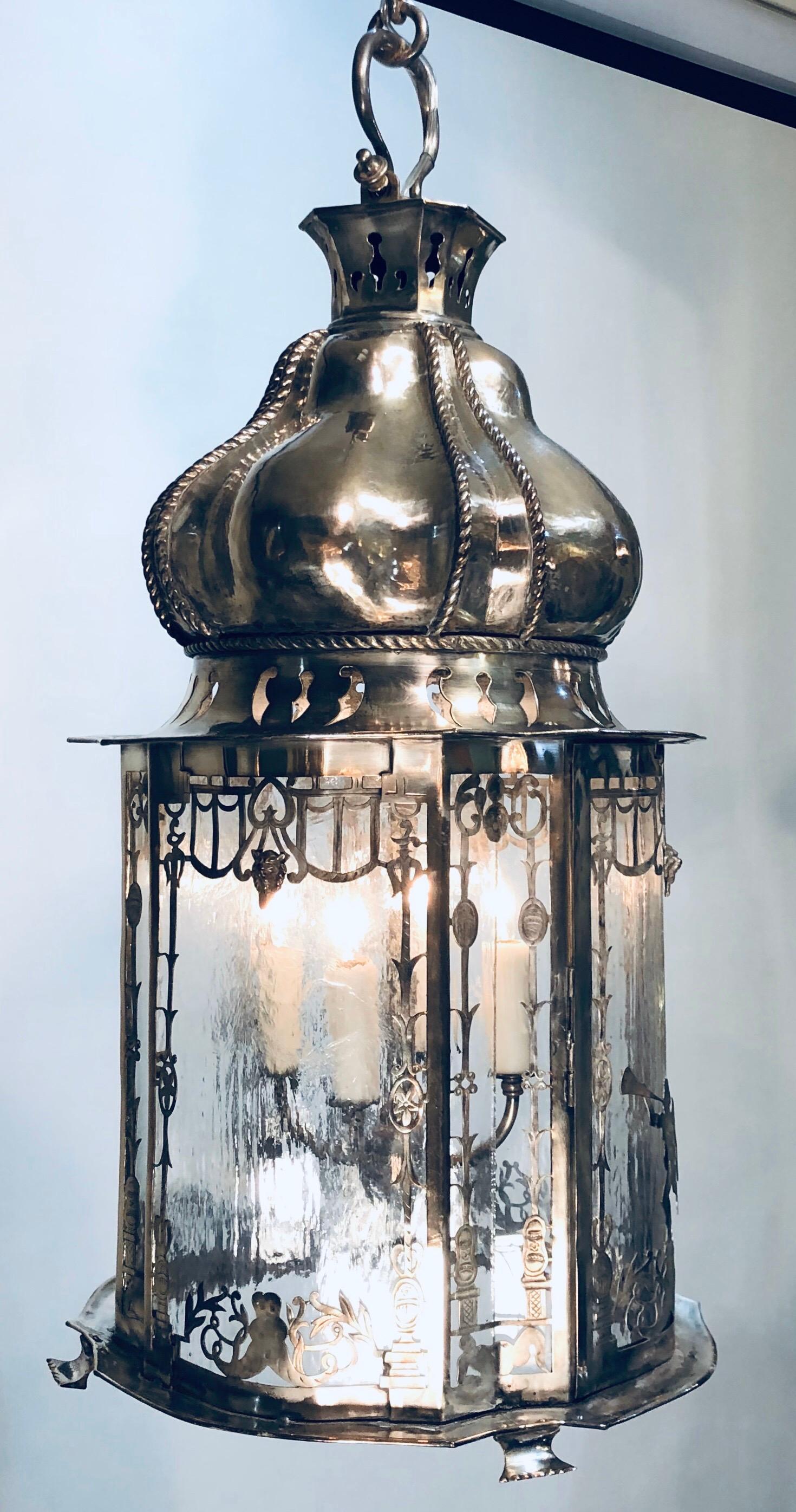 Renaissance Revival Silverplated Caldwell Lantern For Sale
