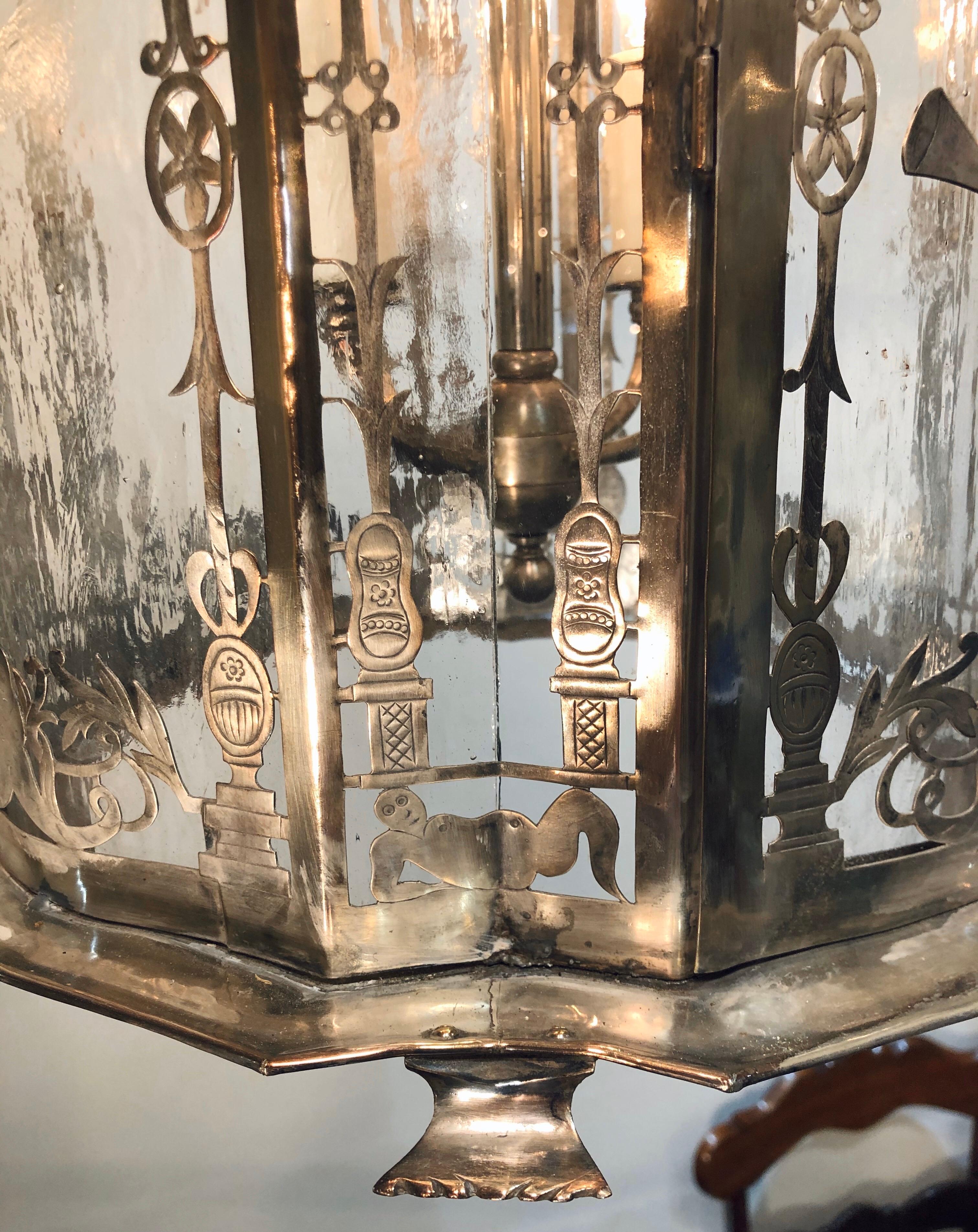 Silverplated Caldwell Lantern In Good Condition For Sale In Charleston, SC