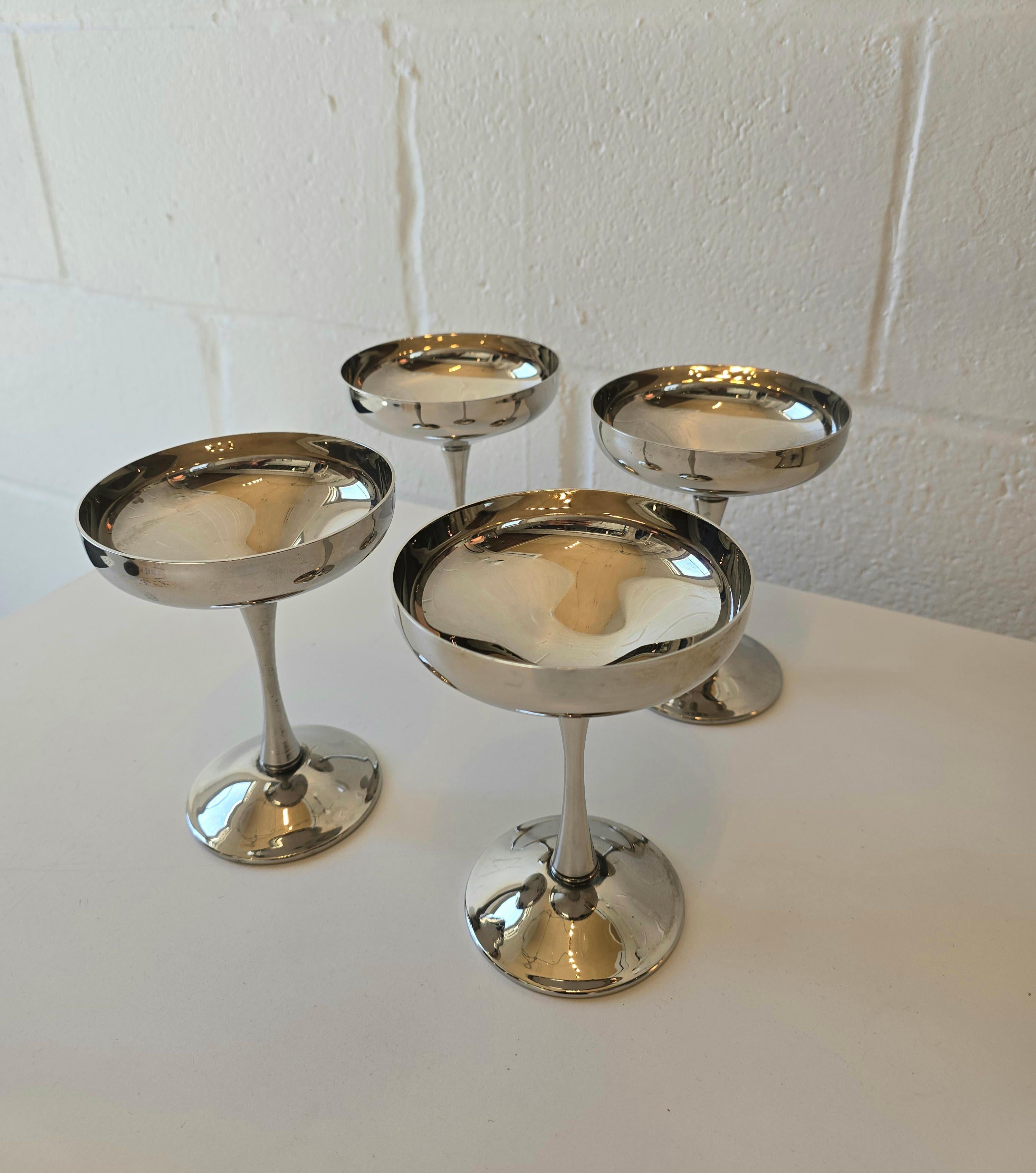 Other Silverplated Champagne Coupe Goblets Made in Italy For Sale