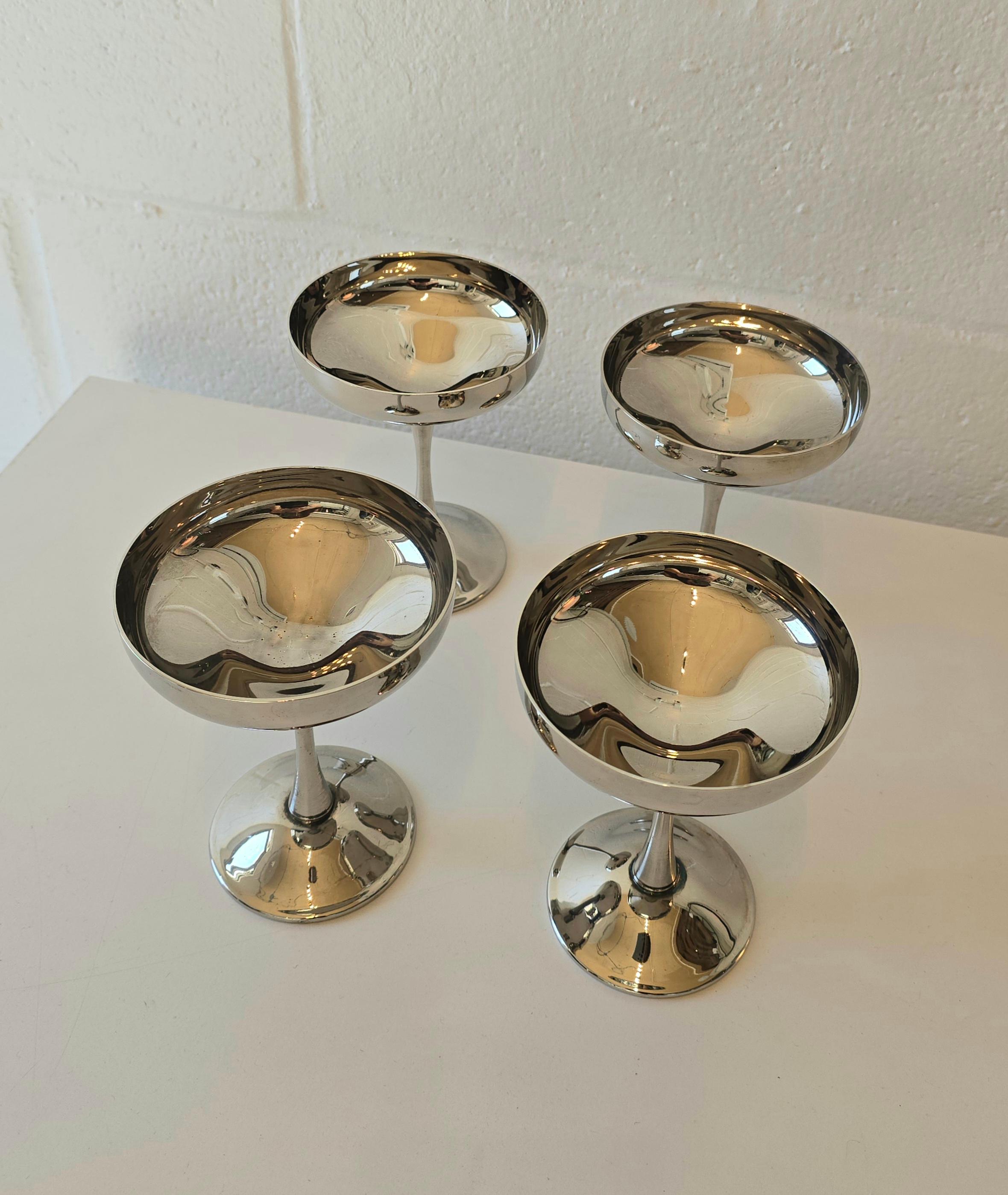 Other Silverplated Champagne Coupe Goblets Made in Italy For Sale