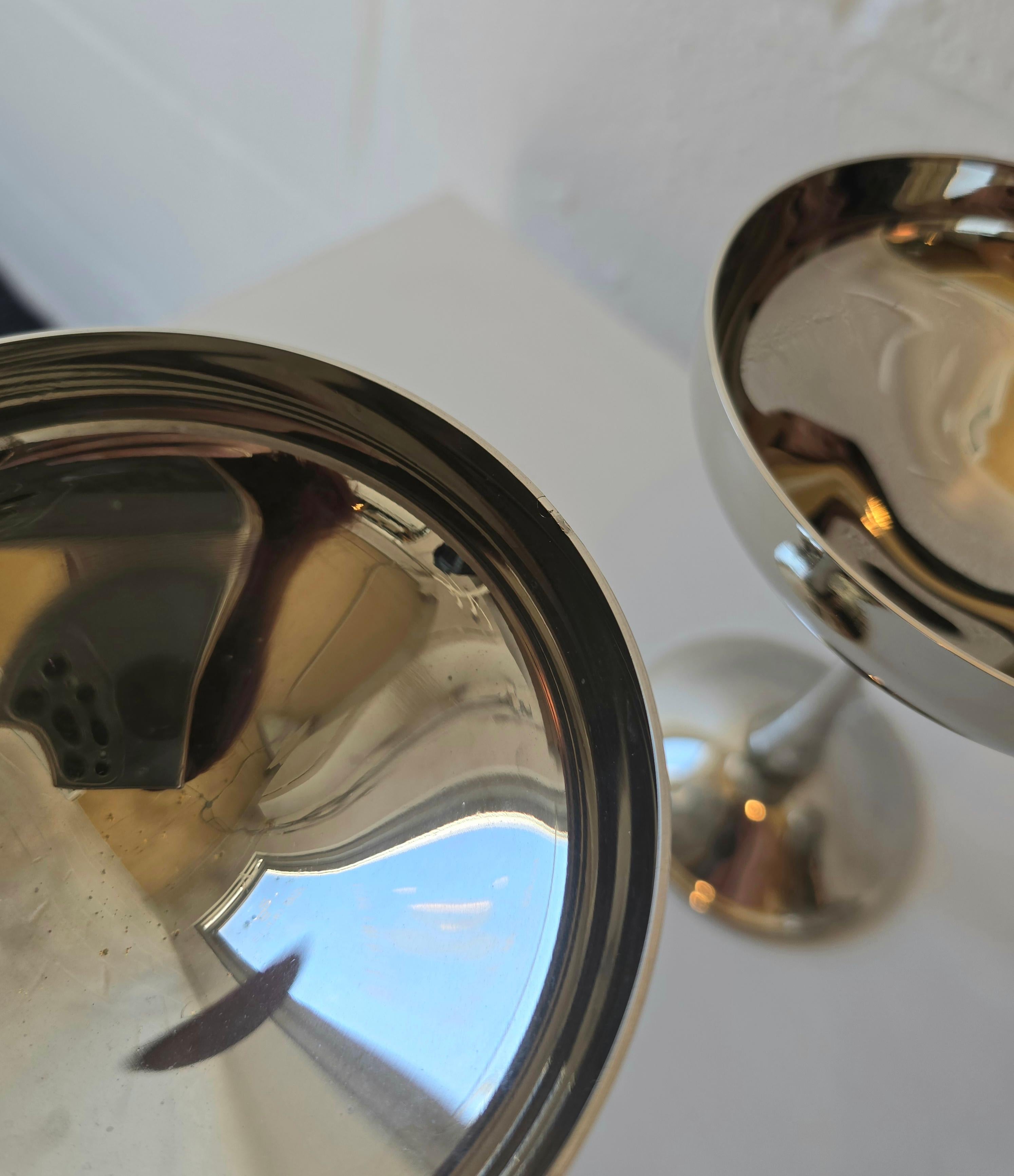 Silver Plate Silverplated Champagne Coupe Goblets Made in Italy For Sale