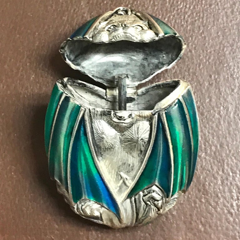 Silver Plated and Enameled Bat Matchsafe For Sale at 1stDibs
