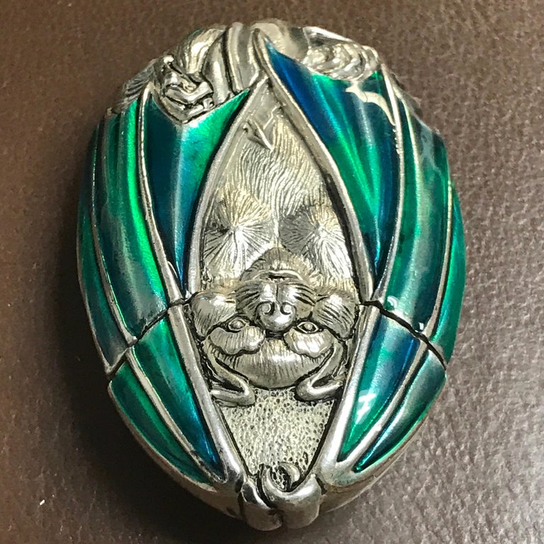 Silver Plated and Enameled Bat Matchsafe For Sale at 1stDibs