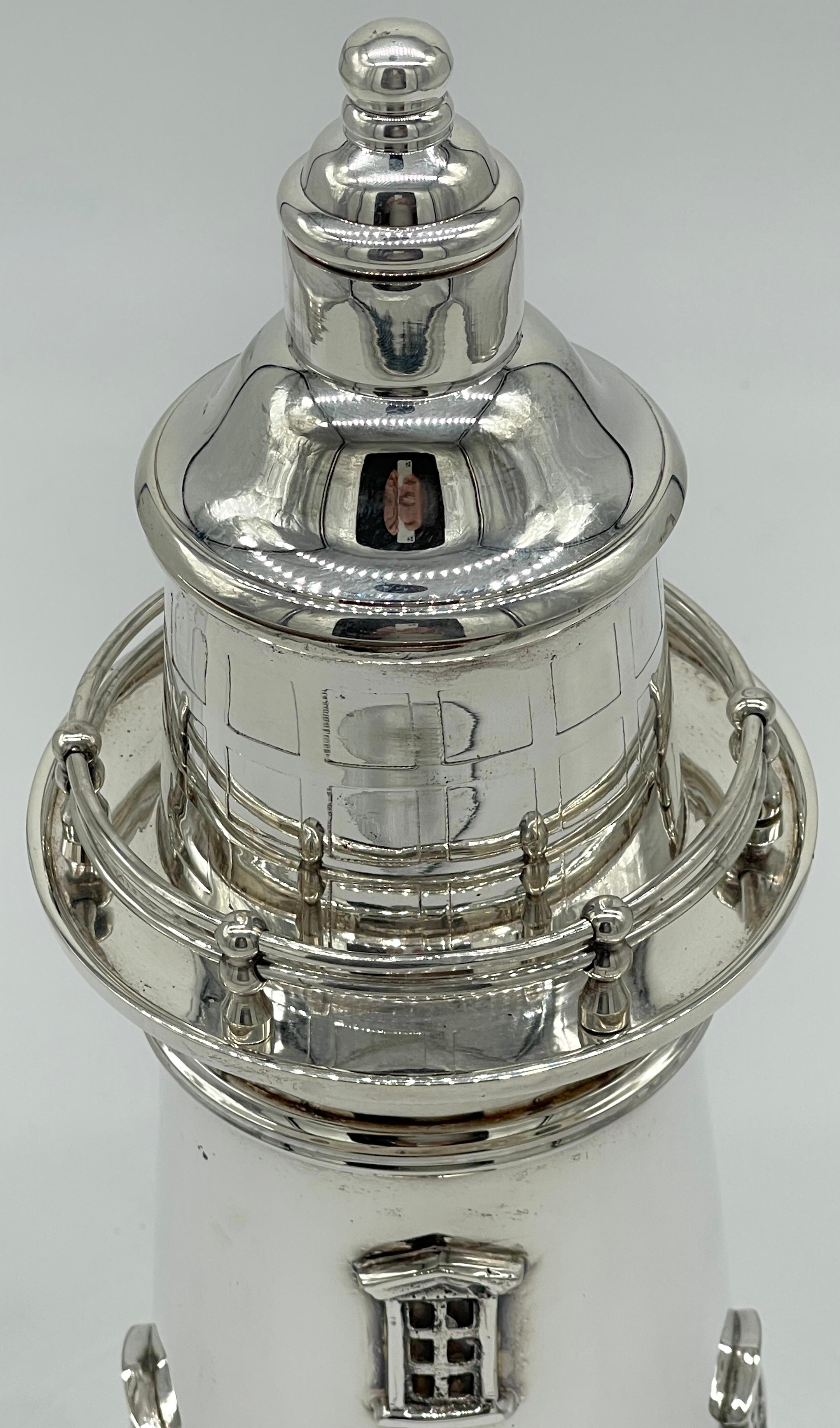 Silverplated Lighthouse Form Cocktail Shaker by James Deakin & Sons For Sale 8