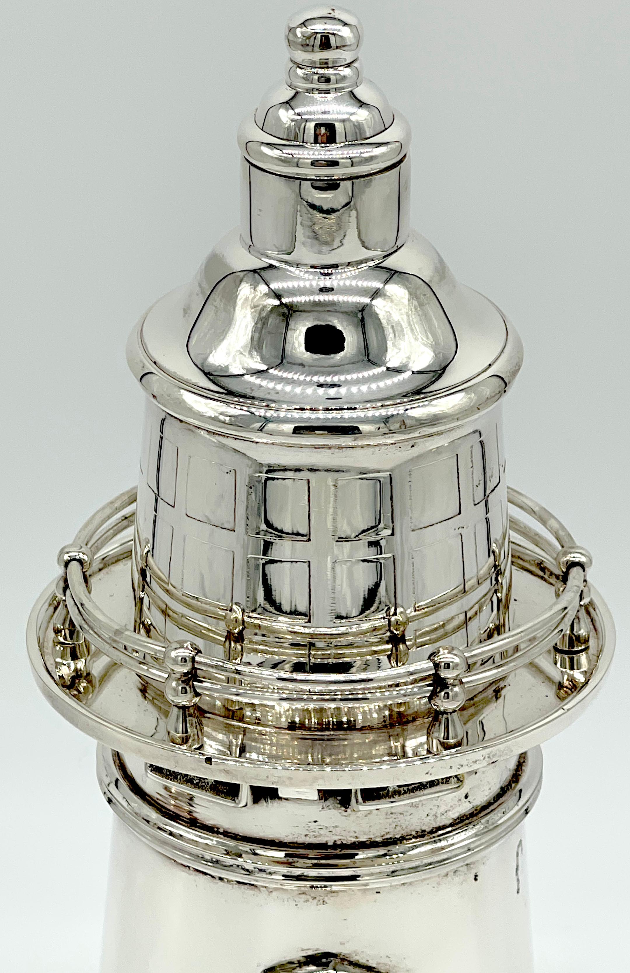 English Silverplated Lighthouse Form Cocktail Shaker by James Deakin & Sons For Sale