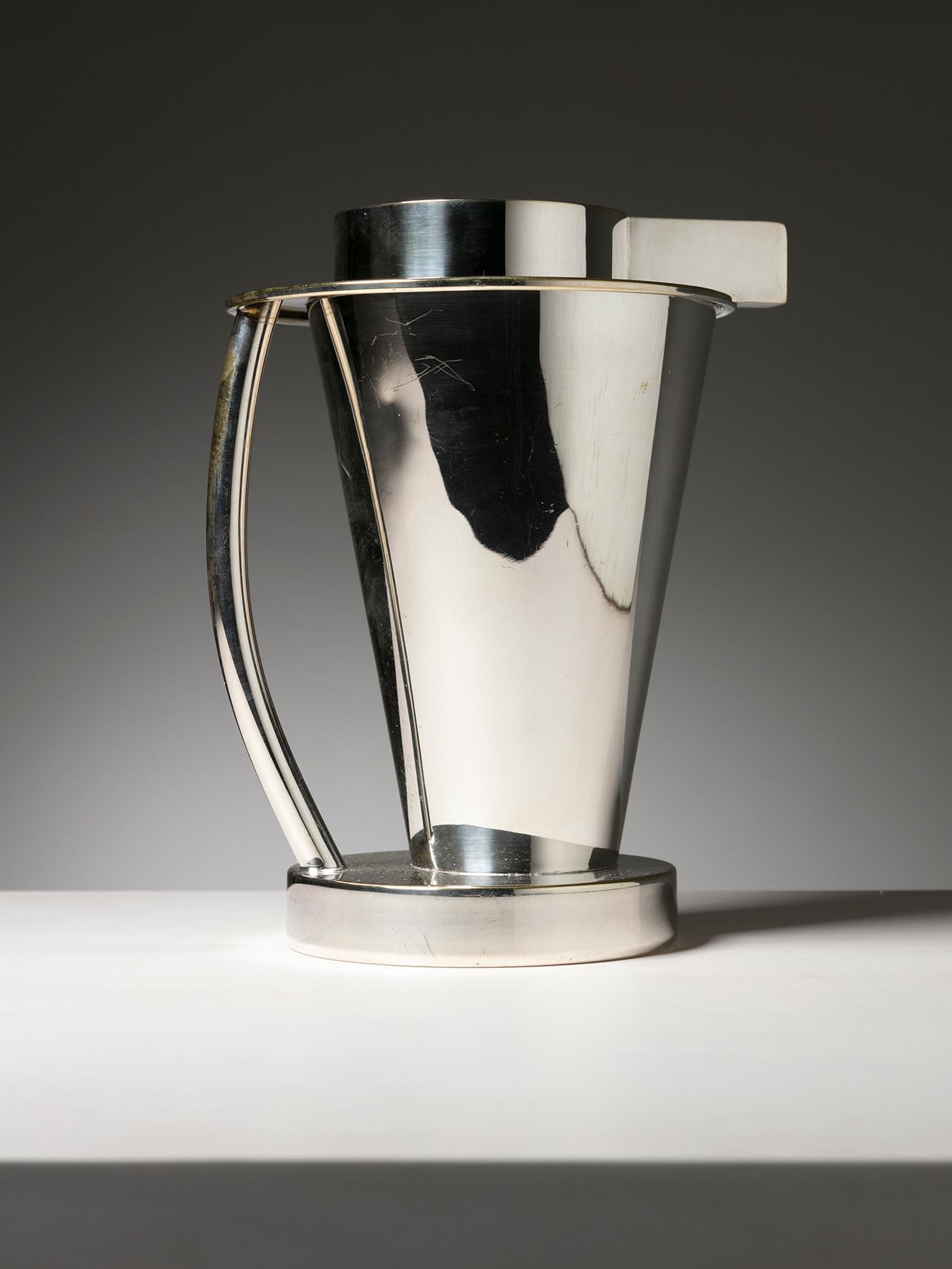Remarkable metal pitcher by Ettore Sottsass for Design Gallery Milano.