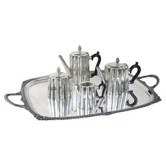 Silverplated Sheffield Coffee & Tea Service by Edward With Tray, UK ca. 1920