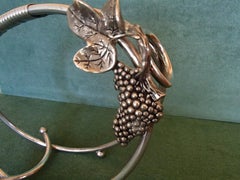 Silver Plated Wine Bottle Holder with Grape